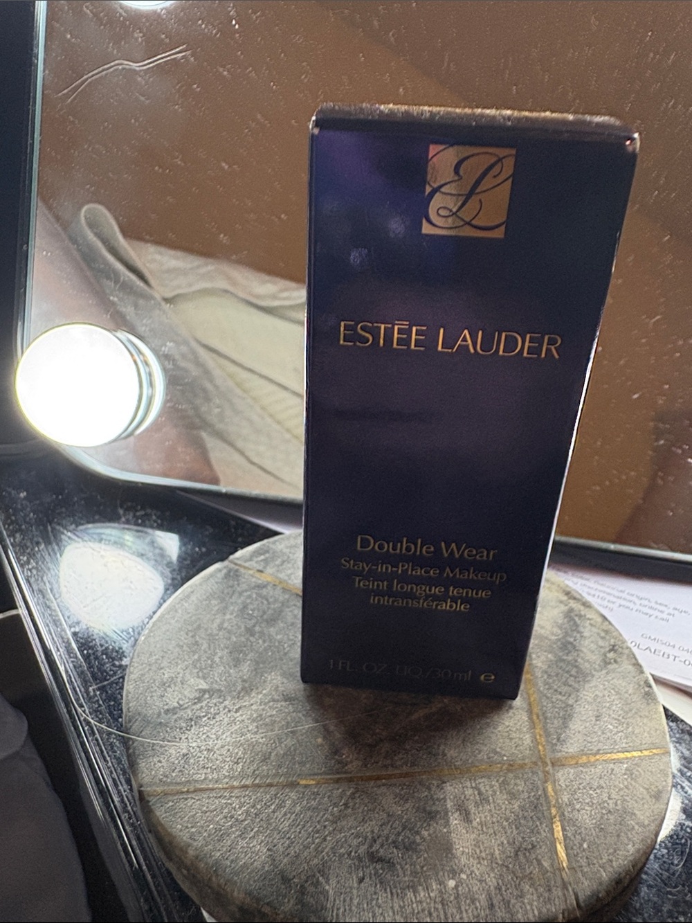 Estee Lauder Double Wear Foundation Box in Dark Navy and Gold